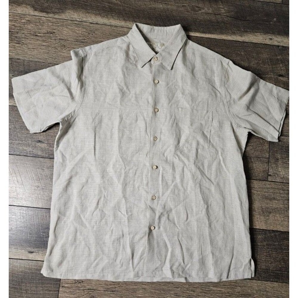 Tasso Elba Island Hawaiian Shirt Linen Silk Blend Size L